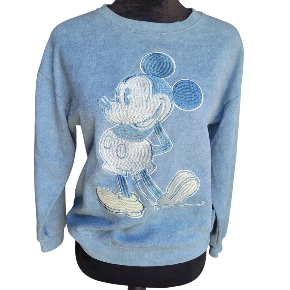 Disney Mickey Mouse Embroidered Sweatshirt Women's S Blue Crewneck